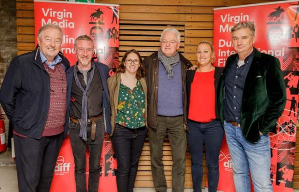 Pictured at the Dublin International Film Festival at The Model this year: (l to r) some of the SFS committee members Dave Gunne, Patrick Curley, Edel Doherty, Jack Lynch with producer Anne Robinson and writer and actor Damian Callinan. (pic by James Connolly)