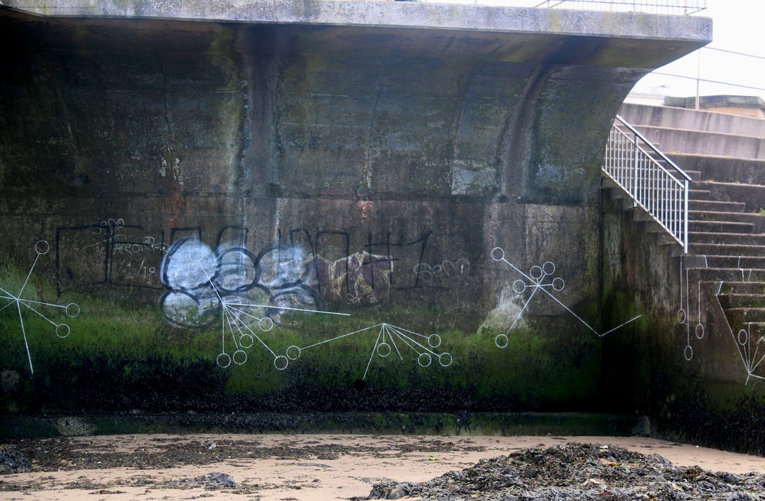 Kiera O'Toole Warning, Chalk On Disused Waste Pumping Station, Art Walk Porty, Portobello Scotland